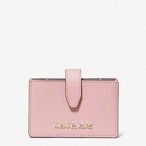 NWT Michael Kors Pink Saffiano Credit Cards Wallet Holder